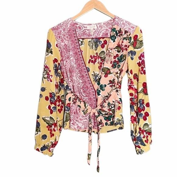 ANTHROPOLOGIE Floral Patchwork Wrap Blouse by MEADOW RUE - Picture 11 of 16